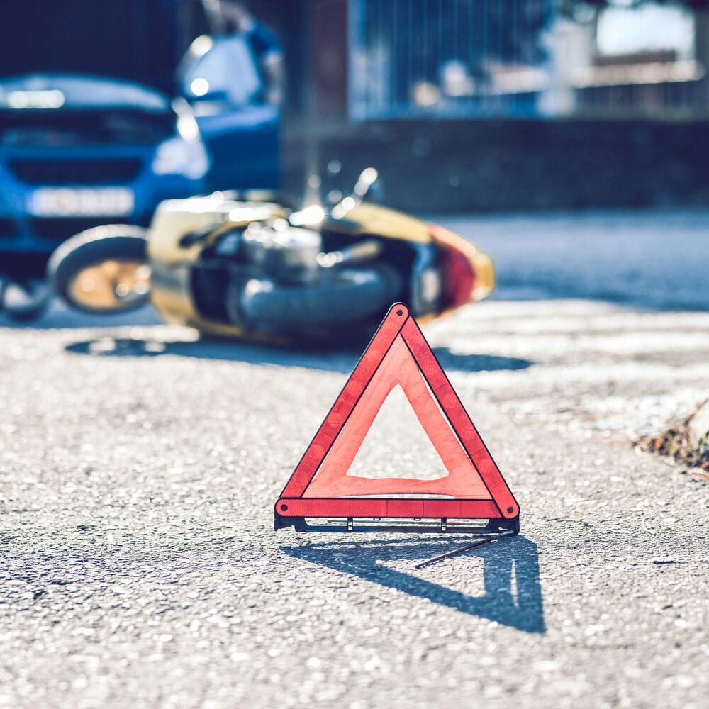motorcycle car accident scene